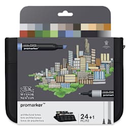 Winsor & Newton Promarker - Architectural Tones Wallet, Set of 24, front of the packaging