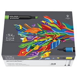 Winsor & Newton Promarker - Essential Collection, Set of 48, top of packaging