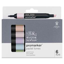 Winsor & Newton Promarker - Pastel Tones, Set of 6, front of packaging