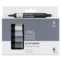Winsor & Newton Promarker - Neutral Tones, Set of 6, front of packaging