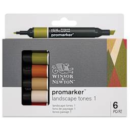Winsor & Newton Promarker - Landscape Tones, Set of 6, front of packaging