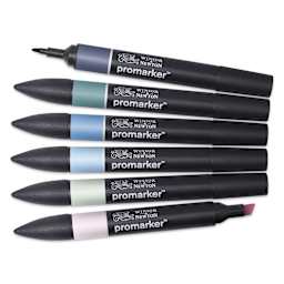 Winsor & Newton Promarkers - Skyscape Tones 1, Set of 6, laid out