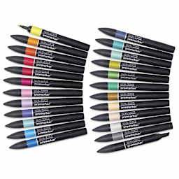 Winsor & Newton Promarker - Arts and Illustration Wallet, Set of 24, contents laid out
