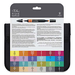 Winsor & Newton Promarker - Arts and Illustration Wallet, Set of 24, back of the packaging