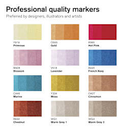 Winsor & Newton Promarkers - Manga Romance, Set of 13, color swatch