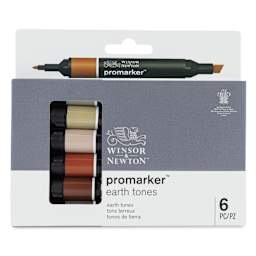 Winsor & Newton Promarkers - Earth Tones, Set of 6, front of the packaging