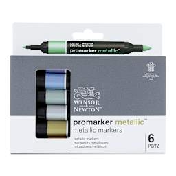 Winsor & Newton Promarker Metallic Markers - Set of 6, front of the packaging