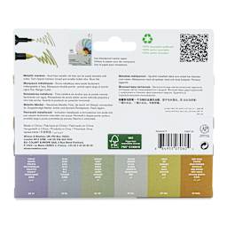 Winsor & Newton Promarker Metallic Markers - Set of 6, back of the packaging