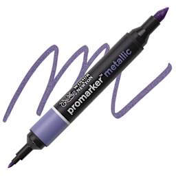 Winsor & Newton Promarker Metallic Marker - Violet, swatch and marker
