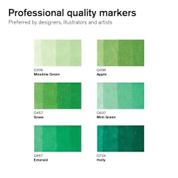 Winsor & Newton Promarker - Green Tones, Set of 6, swatches