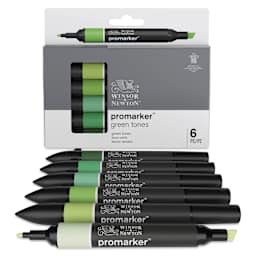 Winsor & Newton Promarker - Green Tones, Set of 6