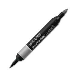 Winsor & Newton Promarker Metallic Marker - Silver, caps off
