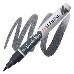 Royal Talens Ecoline Brush Marker - Deep Grey marker and swatch