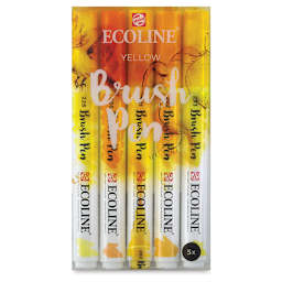 Royal Talens Ecoline Brush Pen Marker Set- 5 Yellow Hues shown in package