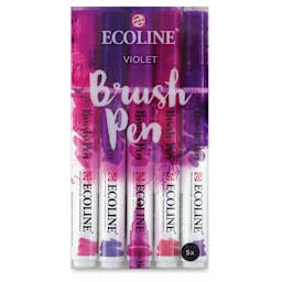 Royal Talens Ecoline Brush Pen Marker Set- 5 Violet Hues shown in package