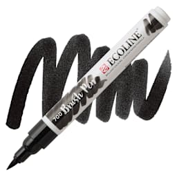 Royal Talens Ecoline Brush Marker - Black marker and swatch