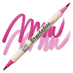 Zig Brushables Dual Tip Marker - Pure Pink marker and swatch