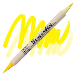 Zig Brushables Dual Tip Marker - Pure Yellow marker and swatch