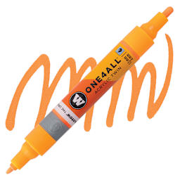 Molotow One4All Acrylic Twin Marker - Dare Orange marker and swatch