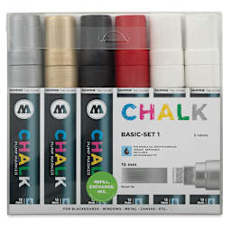 Molotow Chalk Markers - 6 pc set of 15mm Chisel Nibs in Basic colors 