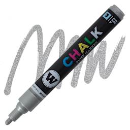 Molotow Chalk Marker - Metallic Silver, 4 mm marker and swatch