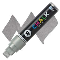 Molotow Chalk Marker - Metallic Silver, 15 mm marker and swatch