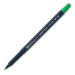 Caran d'Ache Fibralo Brush Markers - Single Green Brush Marker shown at angle and open