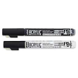 Pebeo Acrylic Markers - Capped White and Black Markers shown horizontally
