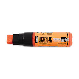 Pebeo Acrylic Marker - Fluorescent Orange, 5-15 mm, Flat Nib