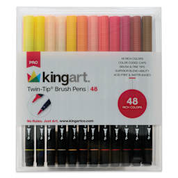 Kingart Twin-Tip Brush Pen Set - Set of 48, front of the packaging