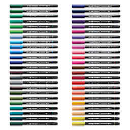 Kingart Twin-Tip Brush Pen Set - Set of 48, markers laid out with caps on