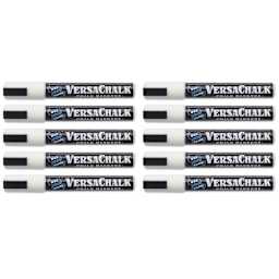 VersaChalk Wet Erase Liquid Chalk Markers - White, 5 mm, Set of 10, Bold Tip, cap off