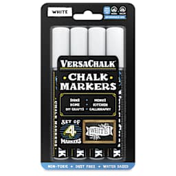 VersaChalk Wet Erase Liquid Chalk Markers - White, 5 mm, Set of 4, Bold Tip, front of the packaging