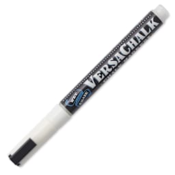 VersaChalk Wet Erase Liquid Chalk Marker - White, 3 mm, Fine Tip, cap on
