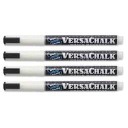 VersaChalk Wet Erase Liquid Chalk Markers - White, 3 mm, Set of 4, Fine Tip, cap on