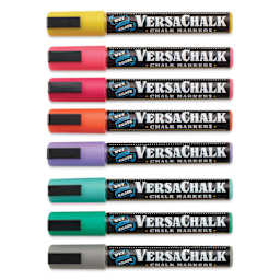 VersaChalk Wet Erase Liquid Chalk Markers - Vivid Colors, 5 mm, Set of 8, Bold Tip, cap on