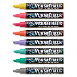 VersaChalk Wet Erase Liquid Chalk Markers - Vivid Colors, 5 mm, Set of 8, Bold Tip, cap off