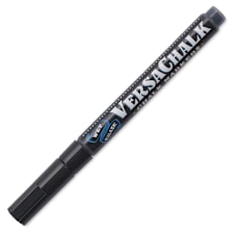 VersaChalk Wet Erase Liquid Chalk Marker - Classic Jet Black, 3 mm, Fine Tip, cap on