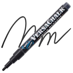 VersaChalk Wet Erase Liquid Chalk Marker - Classic Jet Black, 3 mm, swatch and marker