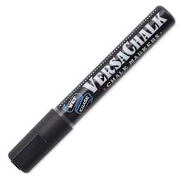VersaChalk Wet Erase Liquid Chalk Marker - Classic Jet Black, 5 mm, Bold Tip, cap on