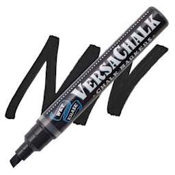 VersaChalk Wet Erase Liquid Chalk Marker - Classic Jet Black, 5 mm, swatch and marker