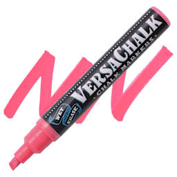 VersaChalk Wet Erase Liquid Chalk Marker - Vivid Mandy Pink, 5 mm, swatch and marker