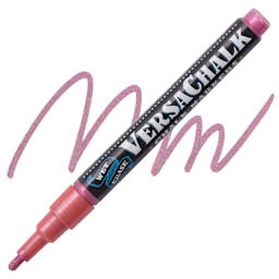 VersaChalk Wet Erase Liquid Chalk Marker - Metallic Ruby Red, 3 mm, swatch and marker