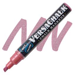 VersaChalk Wet Erase Liquid Chalk Marker - Metallic Ruby Red, 5 mm, swatch and marker
