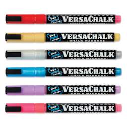 VersaChalk Wet Erase Liquid Chalk Wine Glass Markers - Bright Colors, Set of 6, caps on