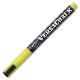 VersaChalk Wet Erase Liquid Chalk Marker - Neon Yellow, 3 mm, Fine Tip, cap on
