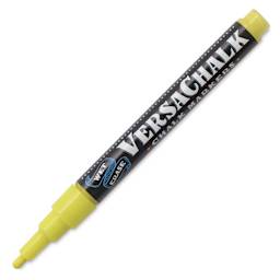 VersaChalk Wet Erase Liquid Chalk Marker - Neon Yellow, 3 mm, Fine Tip, cap off