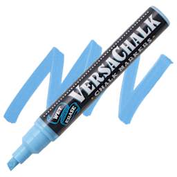 VersaChalk Wet Erase Liquid Chalk Marker - Neon Blue, 5 mm, swatch and marker