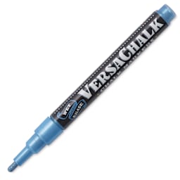 VersaChalk Wet Erase Liquid Chalk Marker - Metallic Sapphire, 3 mm, Fine Tip, cap off