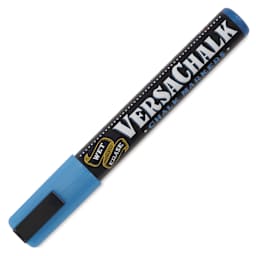 VersaChalk Wet Erase Liquid Chalk Marker - Metallic Sapphire, 5 mm, Bold Tip, cap off, cap on